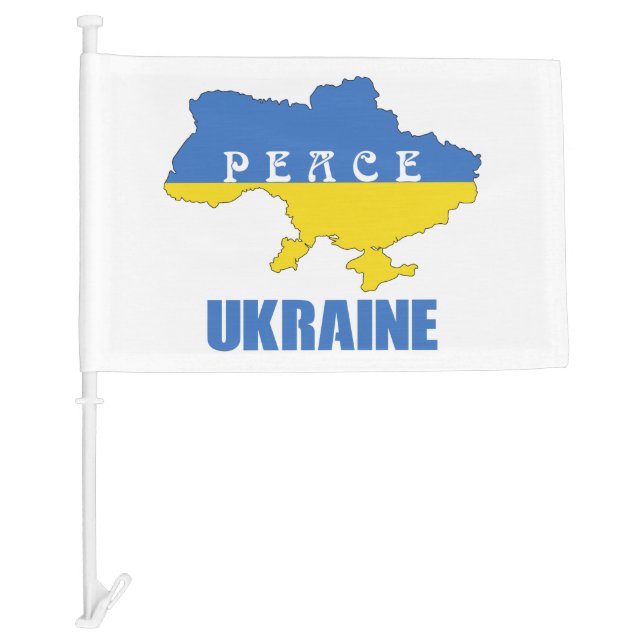 Support Ukraine - Peace & Love for Ukraine Car Flag (Front)