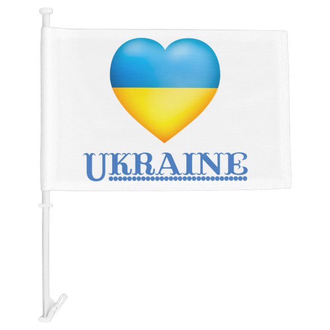 Support Ukraine - Peace & Love for Ukraine Car Flag (Front)