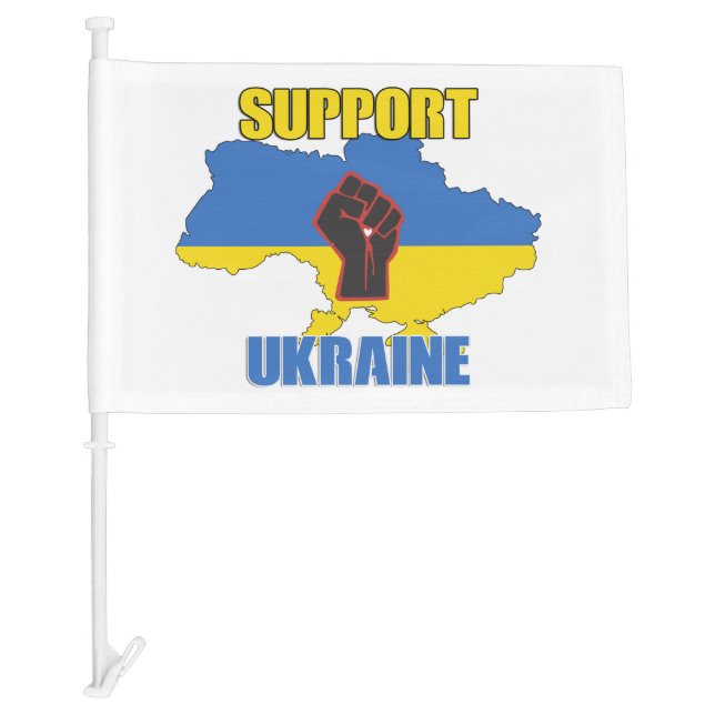 Support Ukraine - Peace & Love for Ukraine Car Flag (Front)