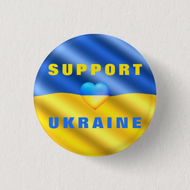 Support Ukraine - Peace - Ukrainian Flag - Freedom Button (Front)