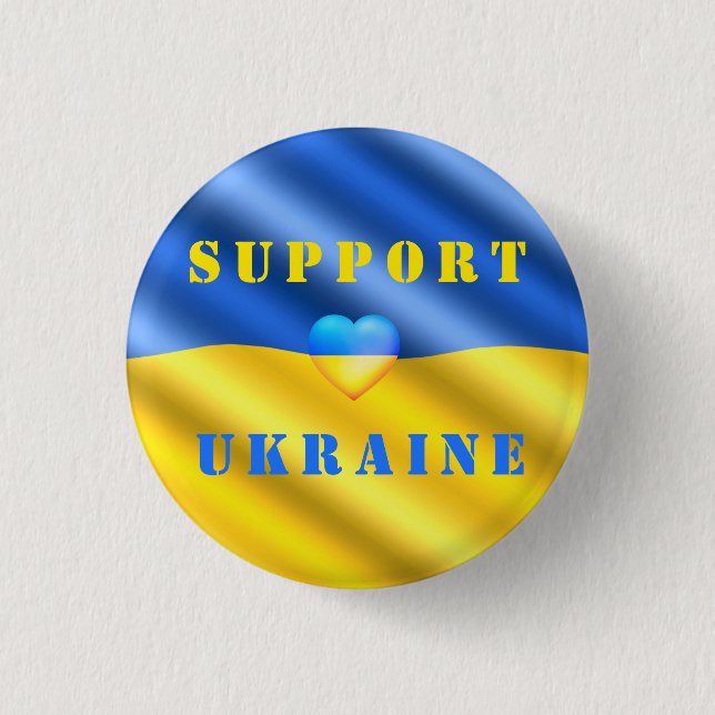 Support Ukraine - Peace - Ukrainian Flag - Freedom Button (Front)