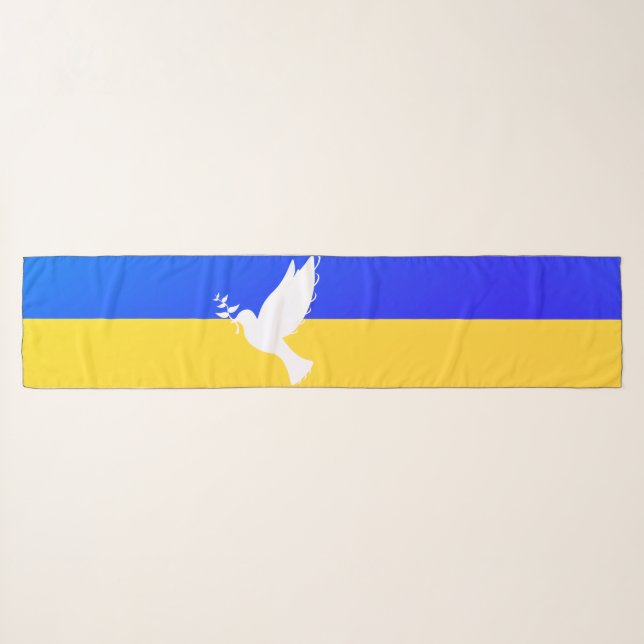 Support Ukraine Scarf Peace Dove Ukrainian Flag (Front (Horizontal))