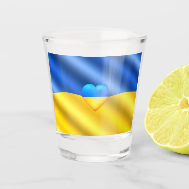 Support Ukraine Shot Glass Ukrainian Flag (Front)