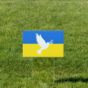 Support Ukraine Sign Peace Dove Ukrainian Flag