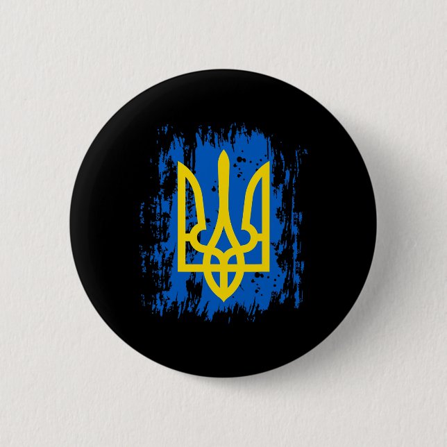 Support Ukraine Stand With Ukraine Ukrainian Flag  Button (Front)