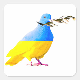 Support Ukraine Sticker Peace Dove Ukrainian Flag