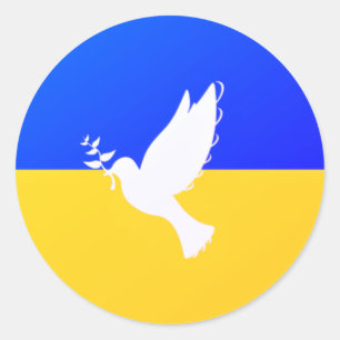 Support Ukraine Stickers Peace Dove Ukrainian Flag
