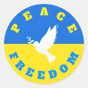 Support Ukraine Stickers Peace Dove Ukrainian Flag