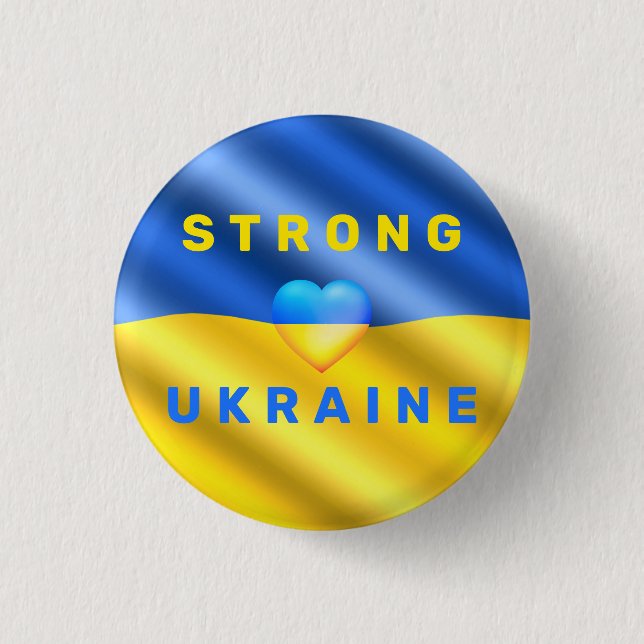 Support Ukraine - Strong - Flag - Freedom - Peace  Button (Front)