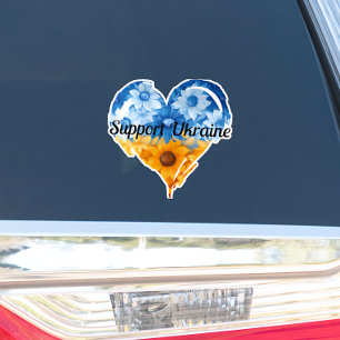 Support Ukraine Sunflower Heart Car Bumper Sticker