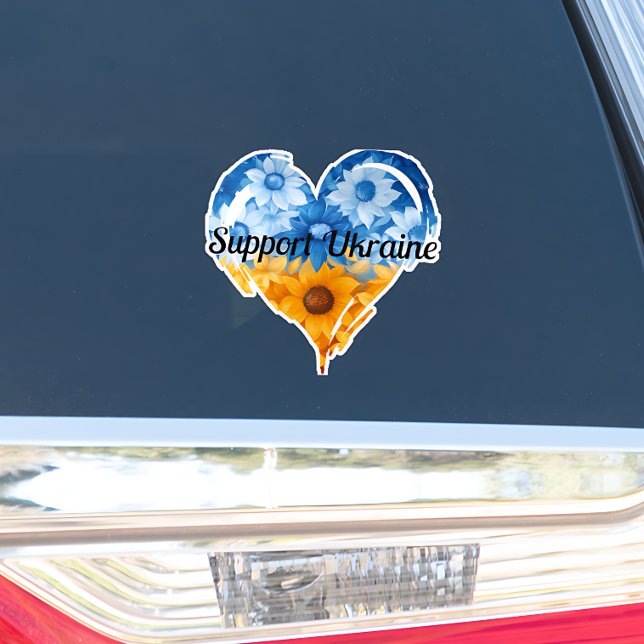 Support Ukraine Sunflower Heart Car Bumper Sticker (Creator Uploaded)