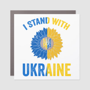 Support Ukraine Sunflower Ukrainian Flag Heart Car Magnet