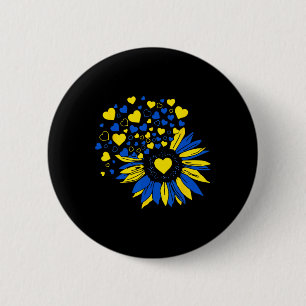 Support Ukraine Sunflower Ukrainian Flag Heart Men Button