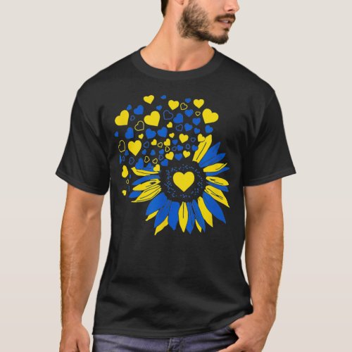 Support Ukraine Sunflower Ukrainian Flag Heart Men T_Shirt