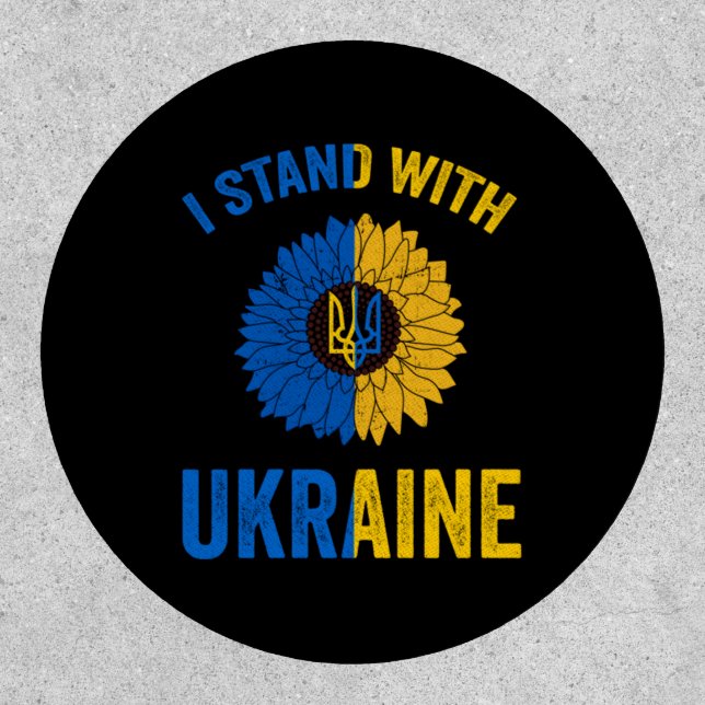 Support Ukraine Sunflower Ukrainian Flag Heart Patch (Front)