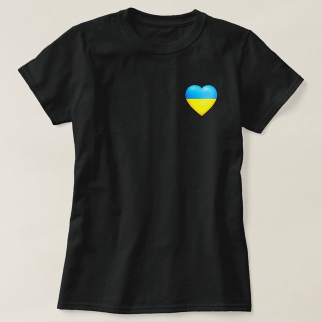 Support Ukraine T-Shirt - Heart Ukrainian Flag (Design Front)