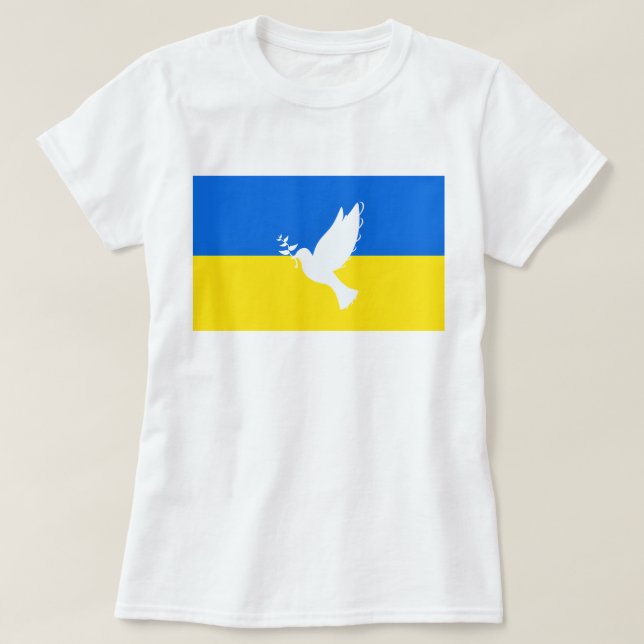 Support Ukraine T-Shirt Peace Dove Ukrainian Flag (Design Front)