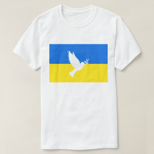 Support Ukraine T-Shirt Peace Dove Ukrainian Flag