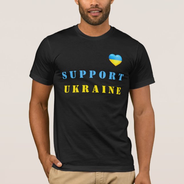 Support Ukraine T-Shirt Ukrainian Flag Heart (Front)