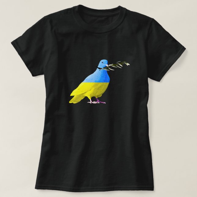 Support Ukraine T-Shirt Ukrainian Flag Peace Dove (Design Front)