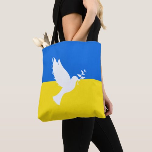 Support Ukraine Tote Bag Peace Dove Ukrainian Flag