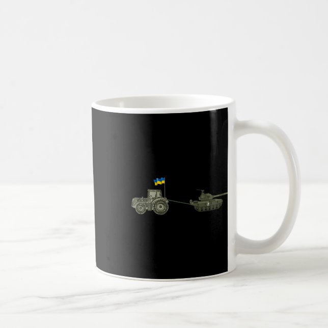Support Ukraine Tractor Pulling A Russian  Coffee Mug (Right)