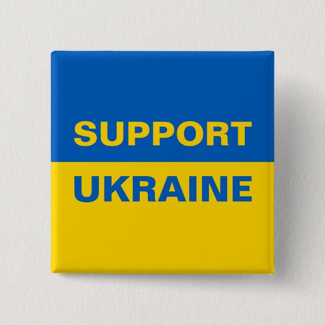 Support Ukraine Ukrainian Flag Button (Front)