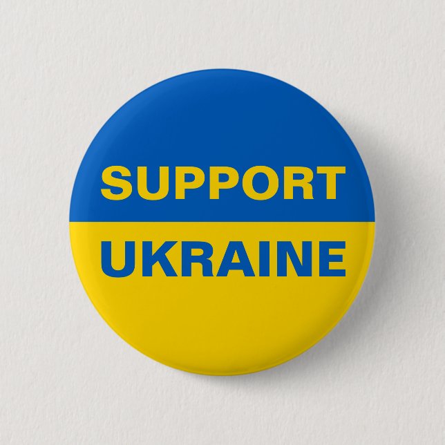 Support Ukraine Ukrainian Flag Button (Front)