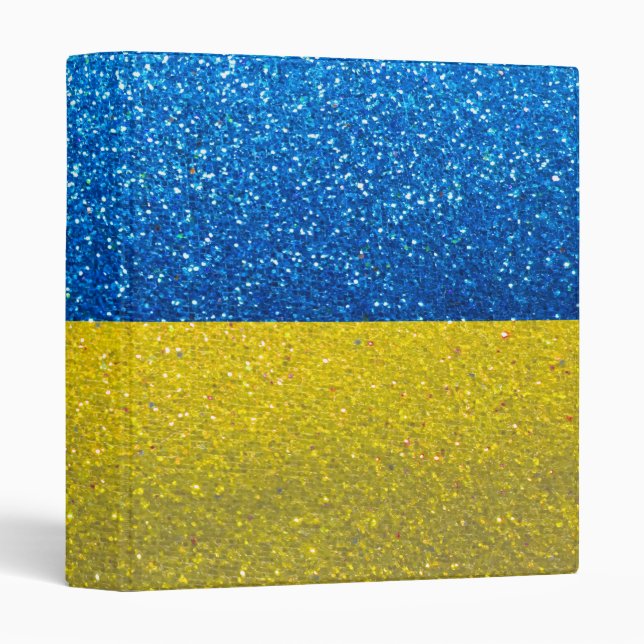 Support Ukraine Ukrainian Flag Glitter Sparkle 3 Ring Binder (Front/Spine)
