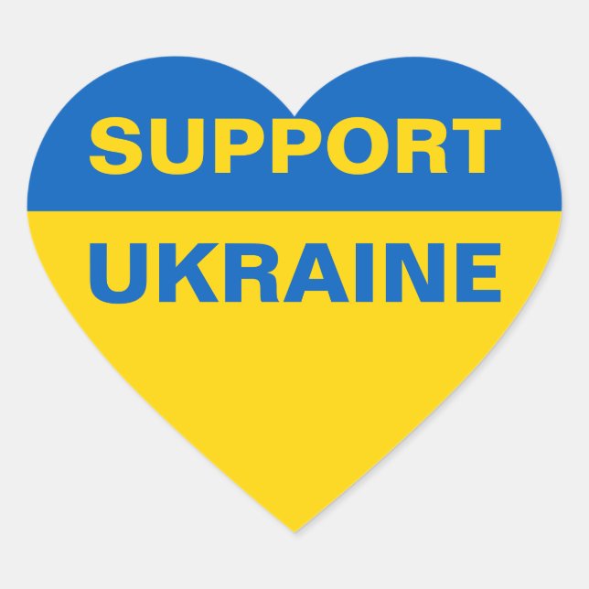 Support Ukraine Ukrainian Flag Heart Sticker (Front)