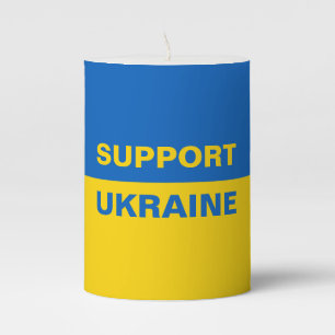 Support Ukraine Ukrainian Flag Pillar Candle