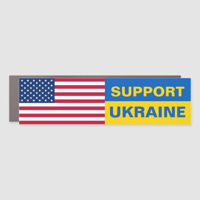 Support Ukraine USA American Flag Solidarity Car Magnet (Front)
