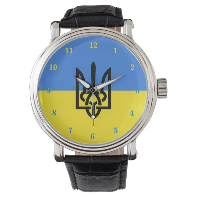 Support Ukraine Watch Ukrainian Flag Coat Of Arms (Front)