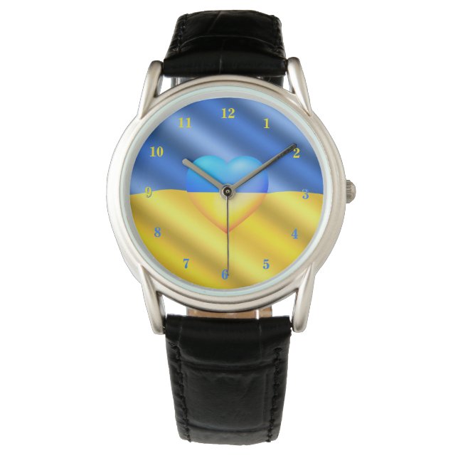 Support Ukraine Watch Ukrainian Flag Heart (Front)