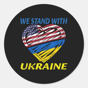 Support Ukraine We Stand With Ukraine Usa Flag Ret Classic Round Sticker