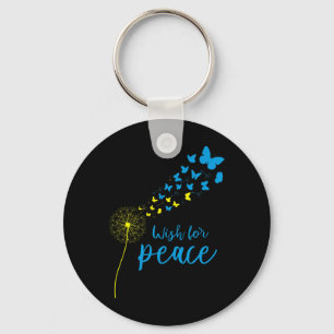 Support Ukraine Wish For Peace Dandelion Ukrainian Keychain