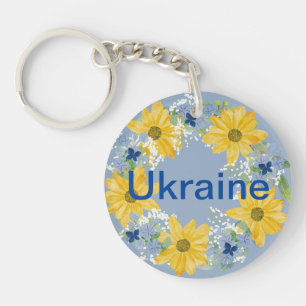 Support Ukraine Wreath Ukrainian Flag Colors Keychain