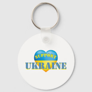 Support Ukraine Yellow and Blue Heart Keychain