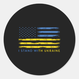 Support Ukrainian American Flag I Stand With Ukrai Classic Round Sticker