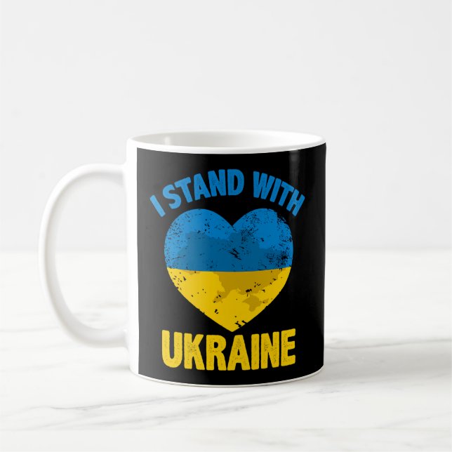 Support Ukrainian Flag I Stand With Ukraine Map Coffee Mug (Left)