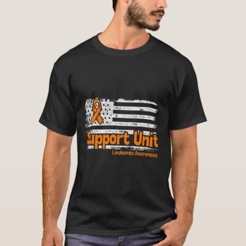 Support Unit Flag Blood Cancer Leukemia Awareness  T_Shirt