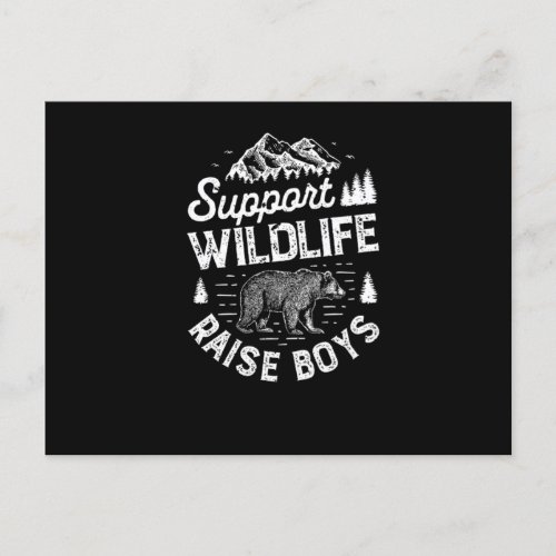 Support Wildlife Raise Boys T shirt Mom Dad Mother Announcement Postcard