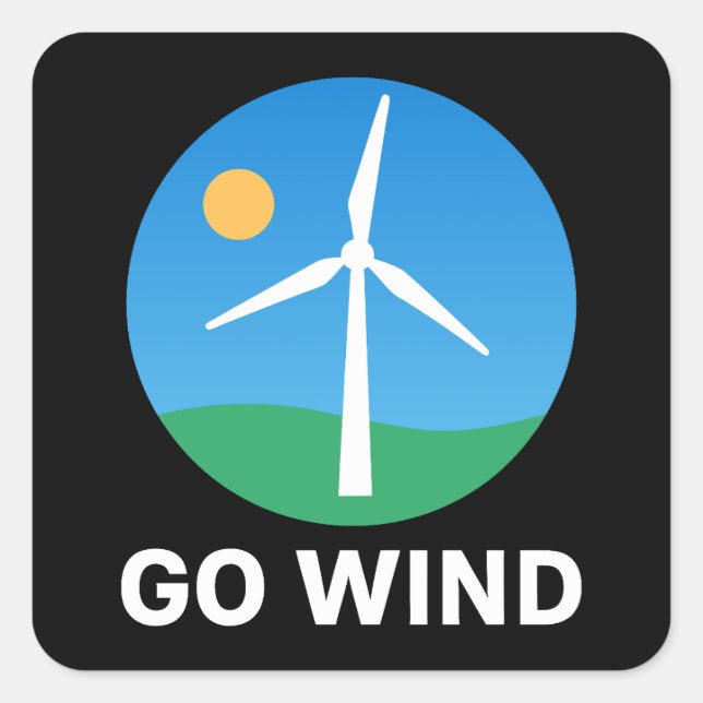 Support Wind Energy – Pro Clean Wind Power Square Sticker (Front)
