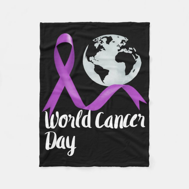 Support World Cancer Day Lavender Graphic Kids And Fleece Blanket (Front)