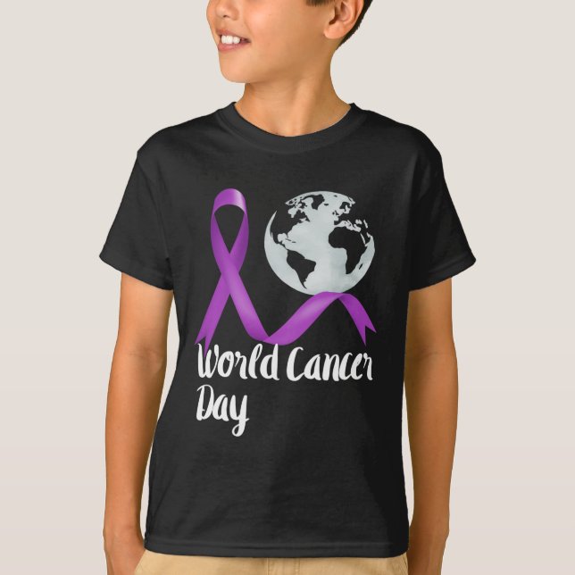 Support World Cancer Day Lavender Graphic Kids And T-Shirt (Front)