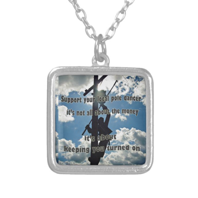 Support your Lineman Silver Plated Necklace (Front)