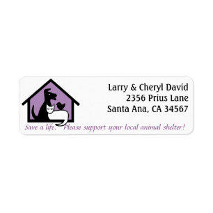 Support your local animal shelter address label. label