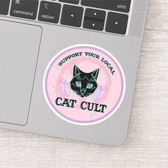 Support Your Local Cat Cult - Pink Pastel Goth Sticker (Detail)