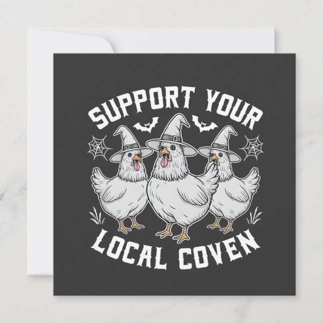 Support Your Local Coven Rooster Halloween Spooky Announcement (Front)