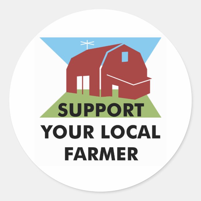 Support Your Local Farmer Classic Round Sticker (Front)